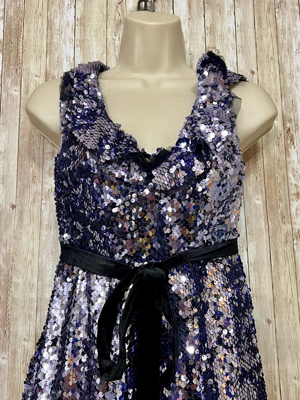 Free People Silver Violet Sequin Open-Back Mini Dress Size 0 - Picture 3 of 10